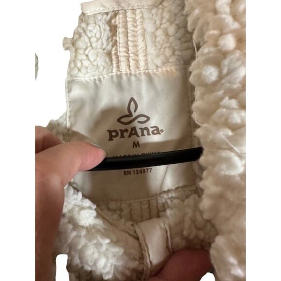 Prana White Quilted Faux Fur Lined Sleeveless Casual Vest Jacket Women Sz M - Picture 7 of 10